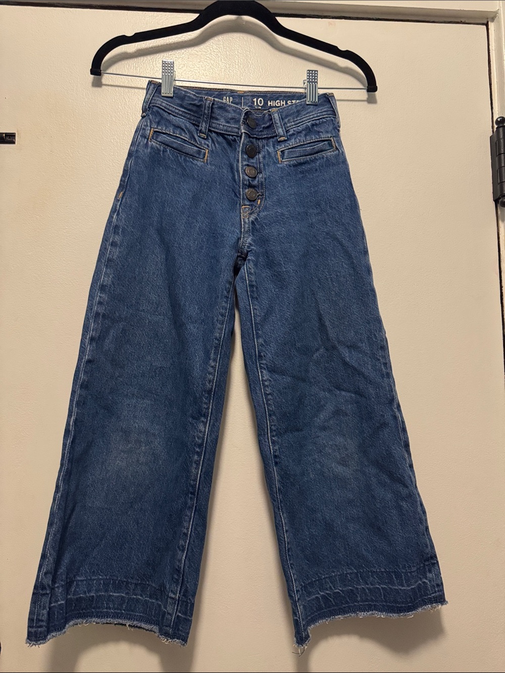 GAP Girls High-Rise Wide-Leg Jeans - Blue Denim